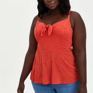 Torrid Rust Eyelet Lace Peplum Tank Top